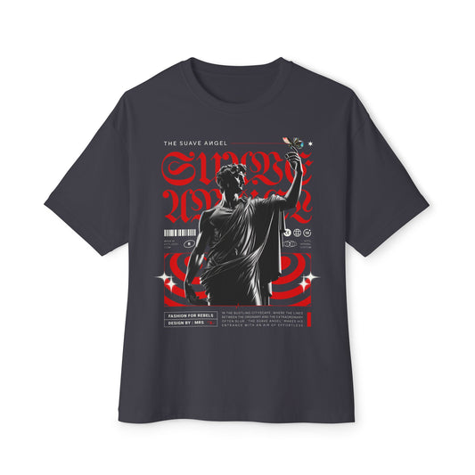 Unisex Oversized Boxy Tee with Statue of Liberty Design - Vintage Red Graphic Tee
